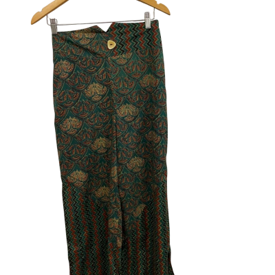 Womens Bootcut Pants Dark Green With Pattern