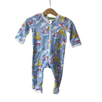 Sesame Street Infant Size 00 Blue / Multicoloured Pattern Coverall (new)
