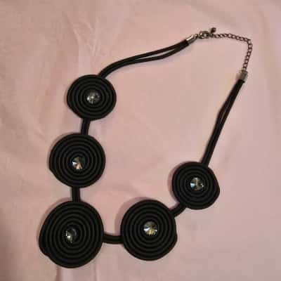  Womens Necklace Black  bold circles