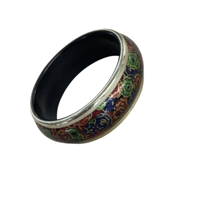 Cloisonné Style Enamel Bangle - Multicolour Floral