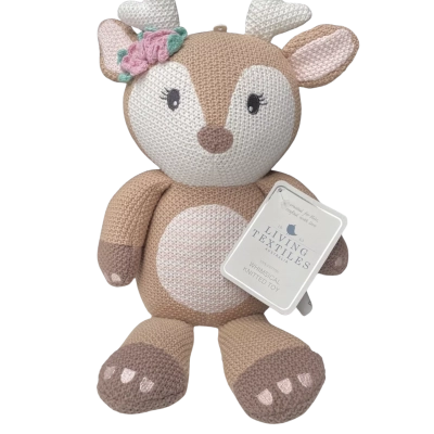 Living textiles cotton knitted plush toy Eva the fawn new with tags