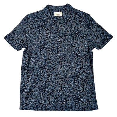BNWT Unison Size S, Regular Fit, Navy Blue Paisley Pattern Button-Up Men’s Shirt