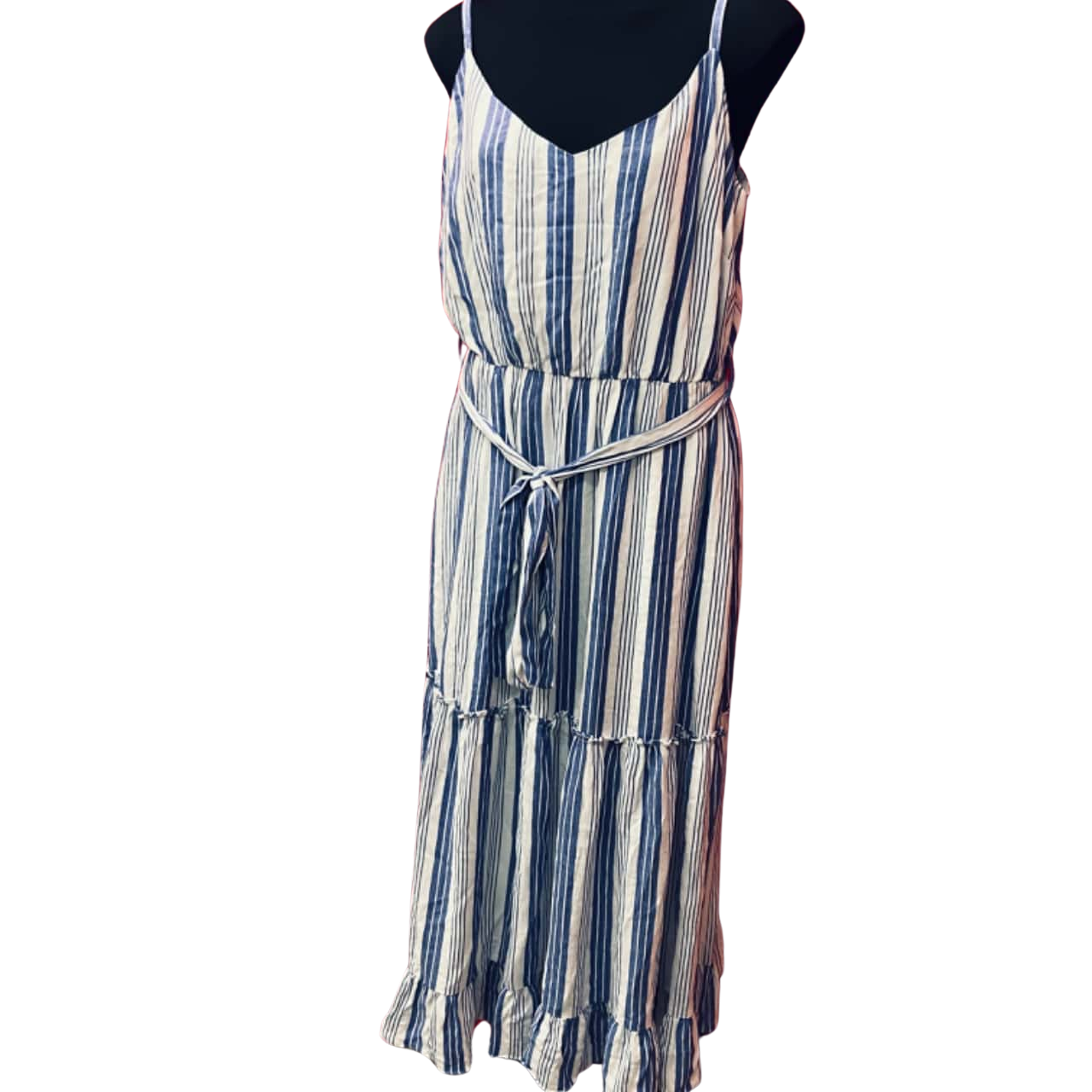 CCX by City Chic Womens Size XS Maxi Dress / Shoestring Strap Blue / Striped  / White (s)