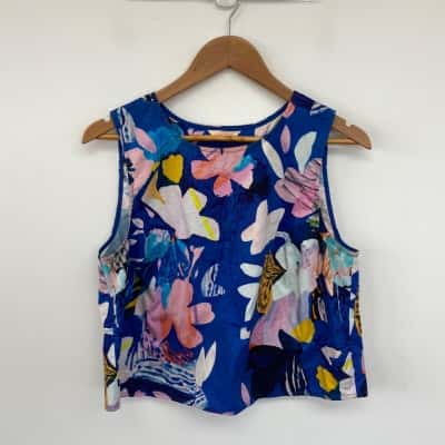 Gorman Blue Floral Sleeveless Tank Top Size 10 