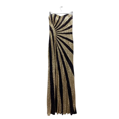 Juliette Black & Gold Sequin Strapless Formal Maxi Dress Size 8 NEW