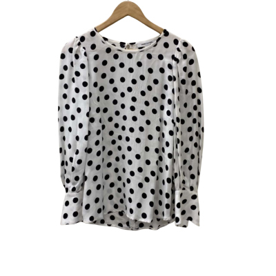 Perri Cutten Womens  Size S Blouse White / Black / Polka Dot