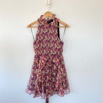 Talulah Pink Yellow Floral Sleeveless Mini Dress Size S 