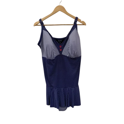 City Chic Womens  Size XL Onepiece Bathers Navy Blue / White 