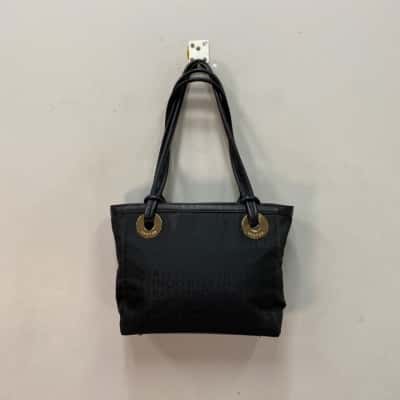 Oroton Womens Printed Shoulder Bag Black  / Gold 
