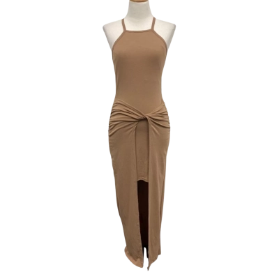 RUNAWAY THE LABEL Womens Sash Midi Dress in MOCHA - Size M - *BRAND NEW WITH TAGS!