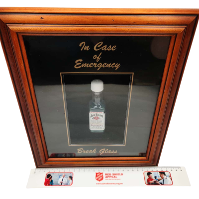 In Case of Emergency Break Glass - Miniature Jim Beam Bottle Framed.   11047761 