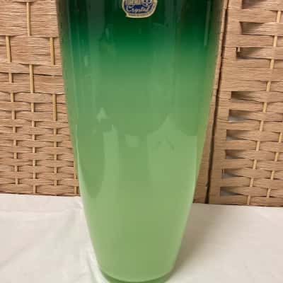 Stunning Vintage Bohemia Crystal Vase Czech Republic Green Ombre Gradient Homewears 