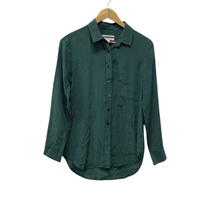 Trenery Womens  Size XS Silk Long Sleeve Shirt Green / Pattern 