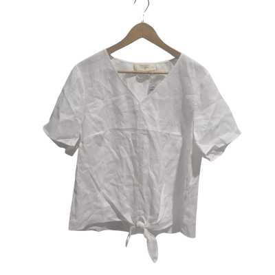 Jacqui-E Shirt  Size 18 V-Neck Top White 