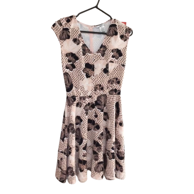 Bar III Womens  Size M Babydoll Dress Cream / Floral / Navy Blue / Pink  