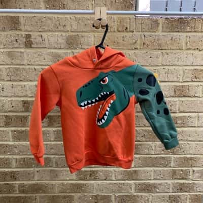 Ollies Place Kids orange Dino hoodie Size 5 