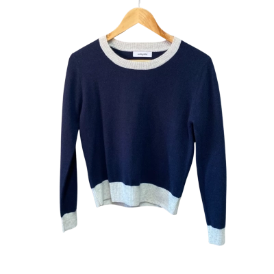 Alessandra Womens  Size XS Long Sleeve Top Grey / Navy Blue 