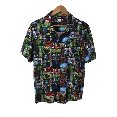 Star Wars Mens Size L Comic Come to the Dark Side Patterned Short Sleeve Shirt 