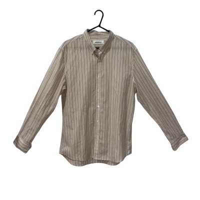 Venroy Brown Striped Collard Shirt Size L
