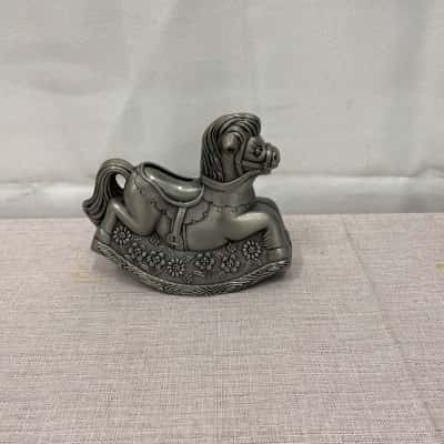 Gibsons Rocking Horse Pewter Money bank silver