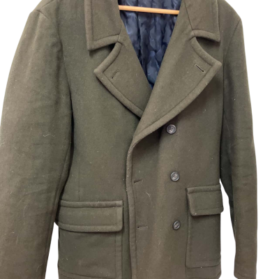 Marcs Mens Winter Jacket Khaki WOOL/Cashmere L some minor pilling near buttons