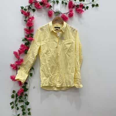 French Connection Mens  Size M Long Sleeve Shirt Yellow 