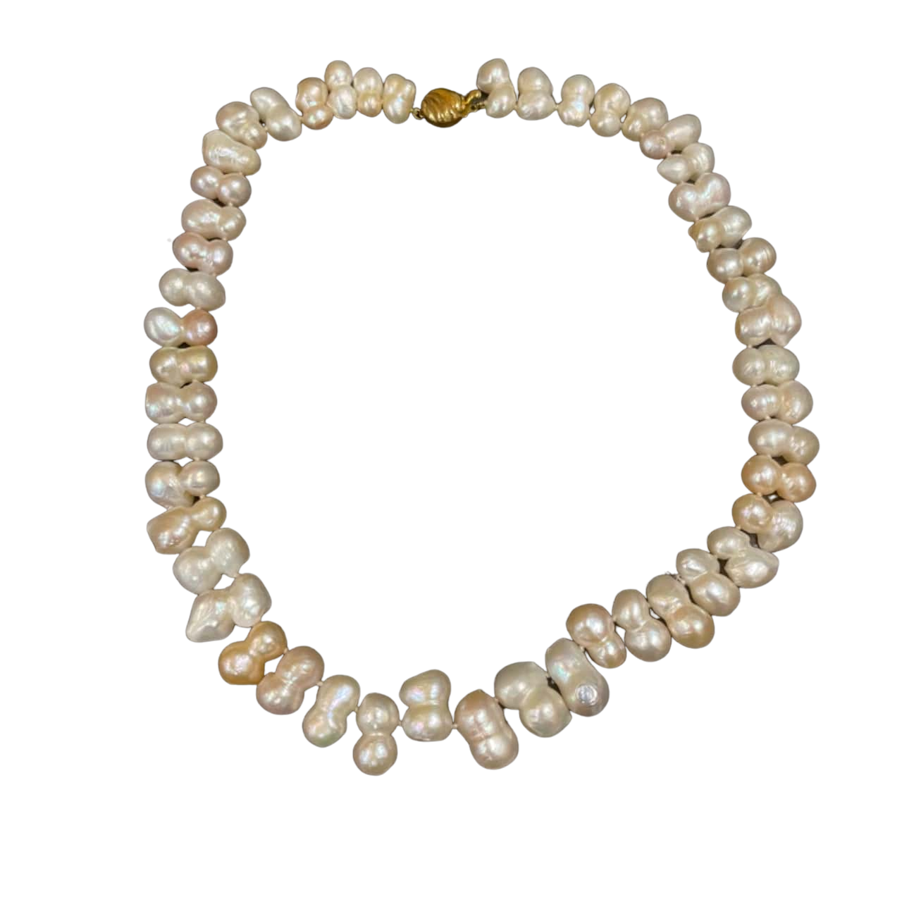 Pearl Strand Necklace with Gold Plated Sterling Silver Clasp, Short