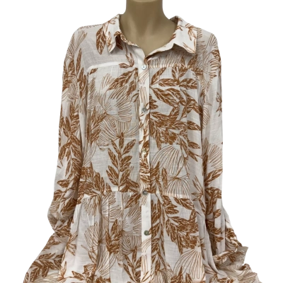 Virtuelle Taking Shape Womens Majorelle Shirt Safari Spice Print - Size 20 