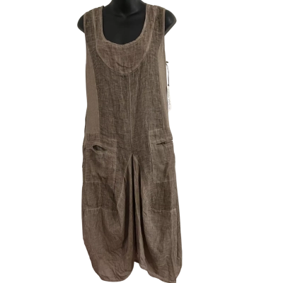 RBS Exclusive Womens  Size M Sleeveless Shear Linen Dress  Taupe