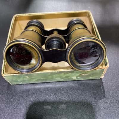 Antique Le Maire fact Paris brass opera glasses and a distinct aged brass patina