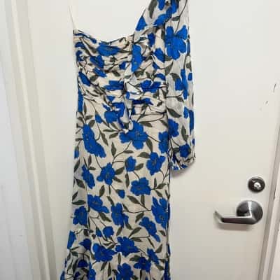 Witchery Women's Size 10 Off Shoulder Dress - Blue / Floral 