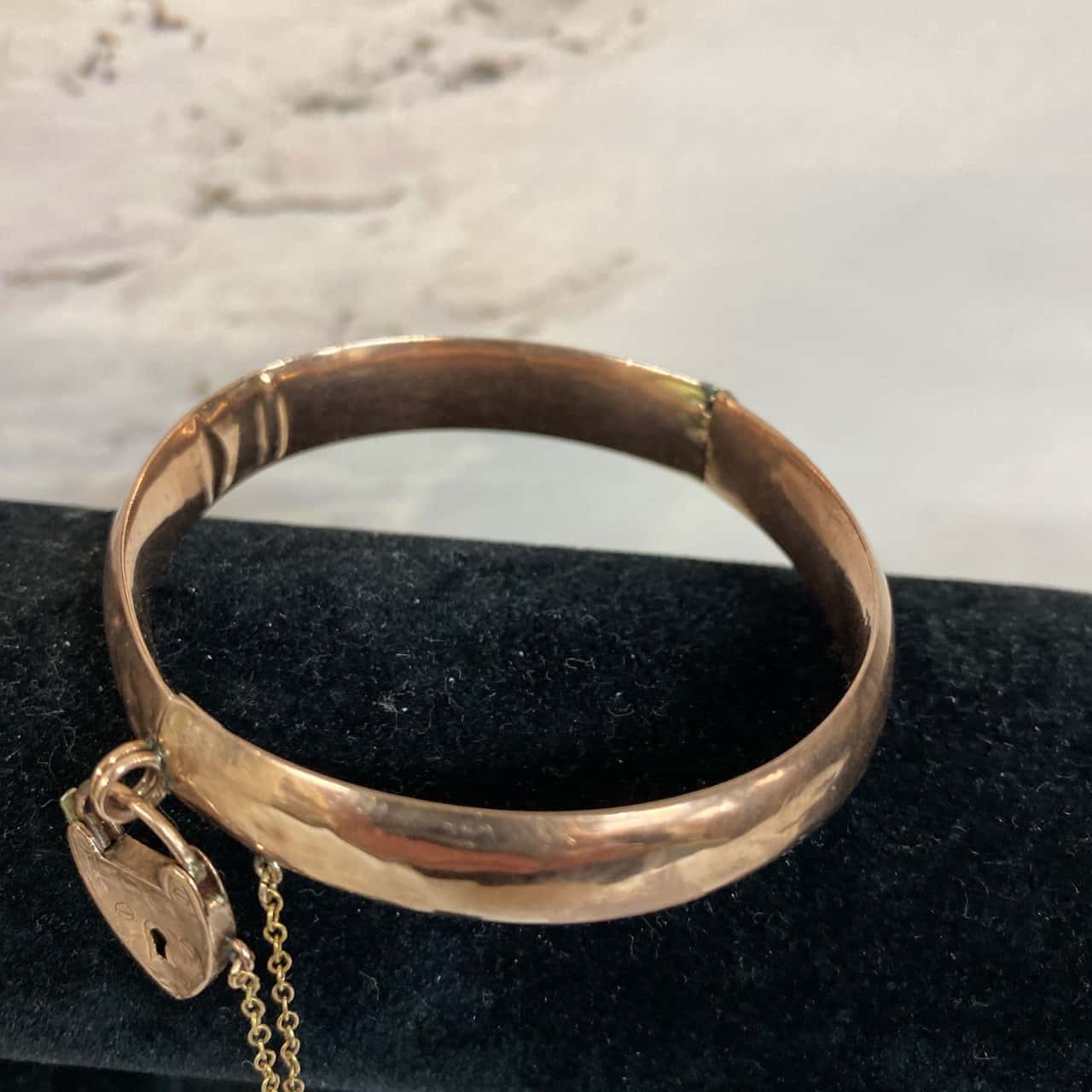 Locktype Bangle Stamped 9ct Rose Gold Locket Bangle (s)