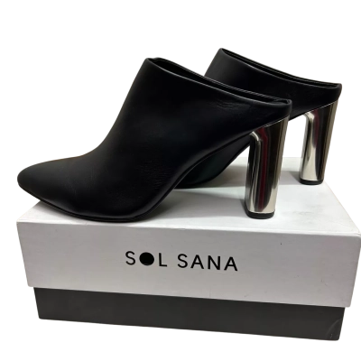 New With Tags SOL SANA Women's Size 41 Odessa Mules Heels Black /Silver RRP: $225.00