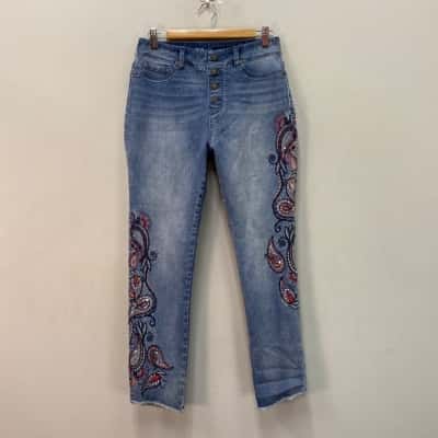 Diane Gillman DG2 Womens  Size S Stretch Denim Embellished Jeans  