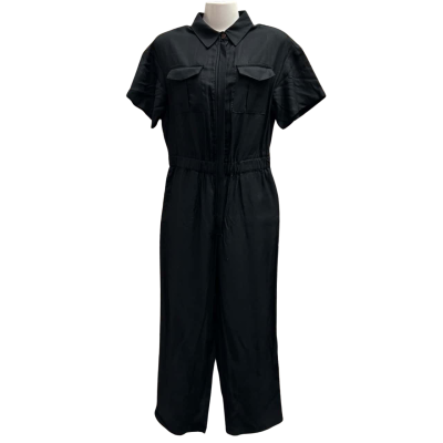 New With Tags SERAFINA Size 10 Zip Up Jumpsuit/ Short Sleeve Jumpsuit Black