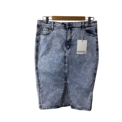Wakee Womens Size 14 Lightwash Blue Denim Straight Skirt (new)