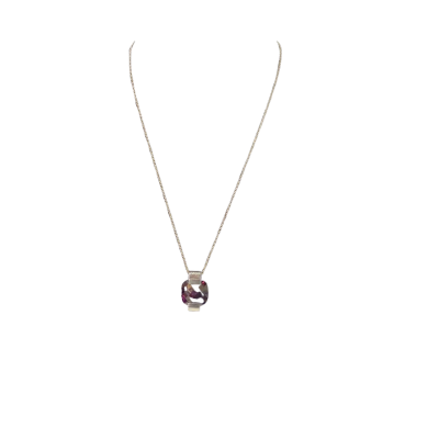  Womens Necklace - Amethyst  Stone Purple & Cobo Silver 