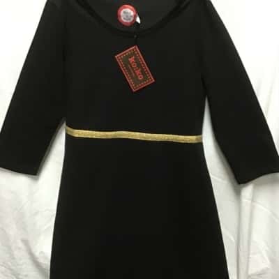 Ko:Ko Norway(MAKE A WISH) Womens Long Sleeve Dress Size UK 10 Black with Gold Trim