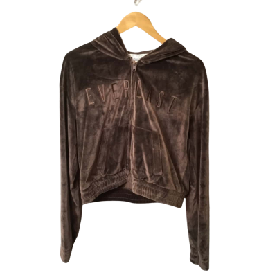 Everlast Womens  Size 12 Luxe Velour Brown Loungewear Zip Up Hoodie