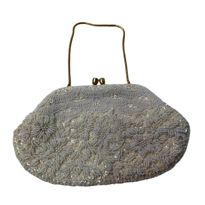 Vintage beaded Evening Bag Cream 