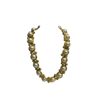 Goldtone Necklace Faux Pearl