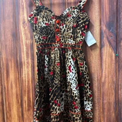 Sweet Revenge retro rockabilly dress   Size 10 Animal  print / Red cherry 