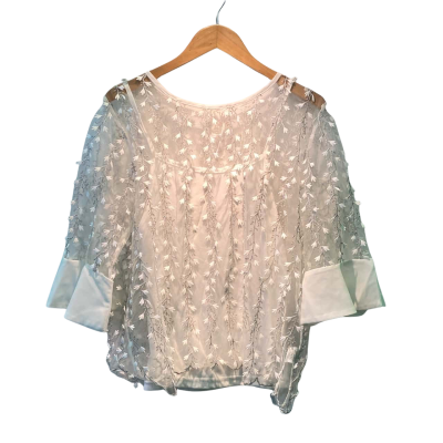 Spicy Sugar Womens  Size 14 Short Sleeve Top Floral / Silver / White 
