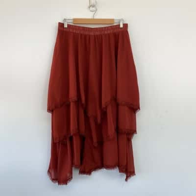 Rusttydustty Dark Red Burgundy Maxi Skirt  Size XL 