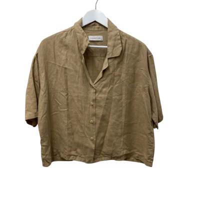 Assembly Label Womens  Size 10 / 12 Short Sleeve Shirt Beige - 100% Linen