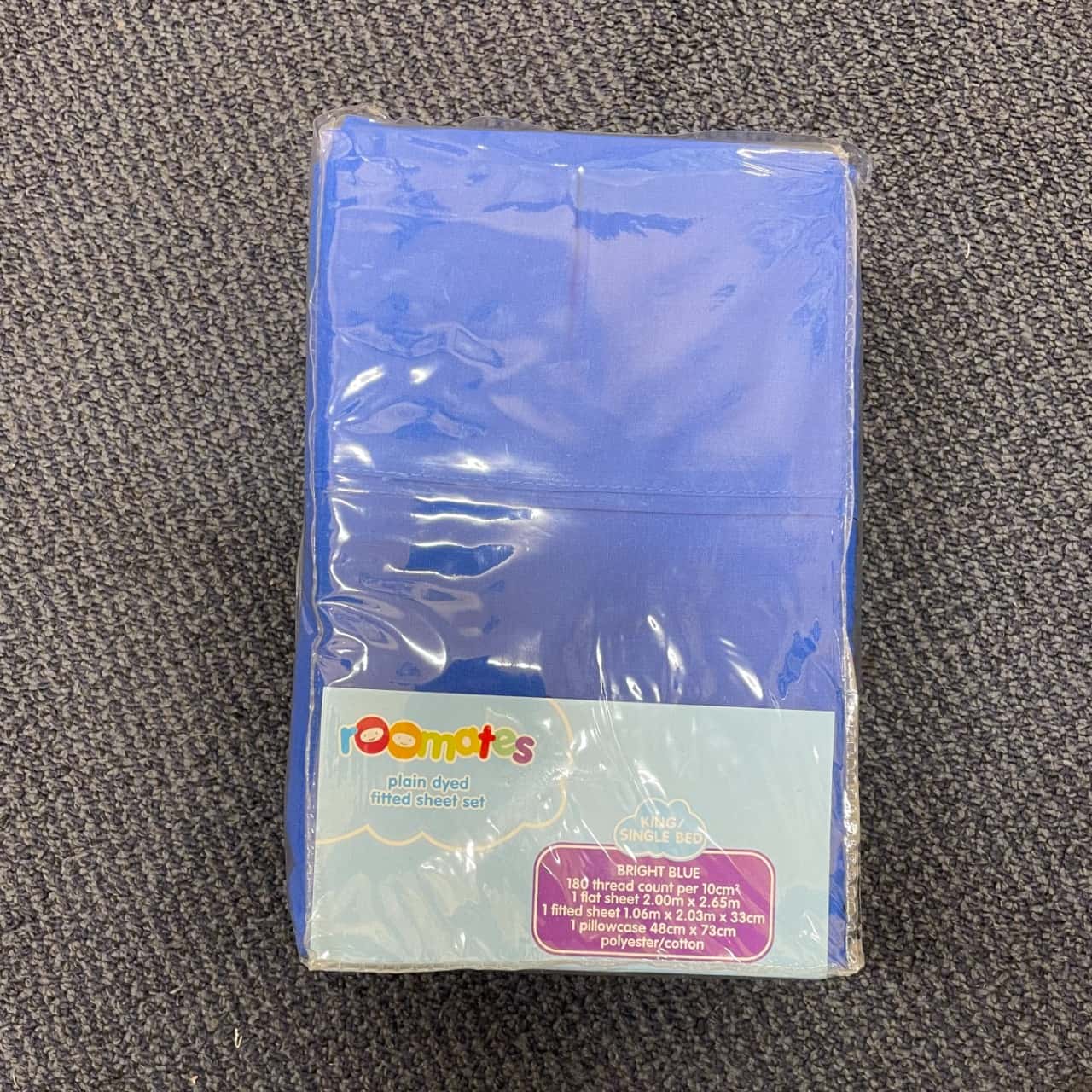 Roomates King Single Sheet Set New In Original Packaging Bright Blue s 