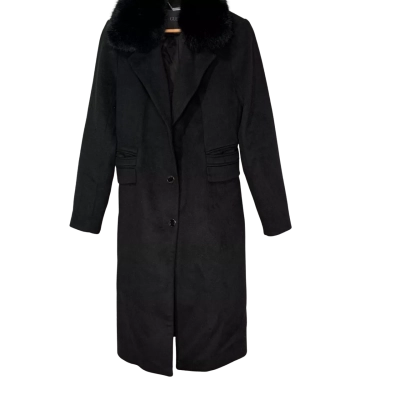 Guess Black longline coat size S ( missing button)