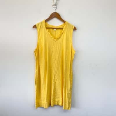 Briggs Yellow Linen Sleeveless Mini Dress  Size XL 