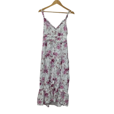 Just Jeans Womens  Size 12 Casual Dress / Floral Dress / Maxi Dress / Shoestring Strap Dress Floral / Pink  / White 