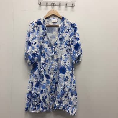 IRIS Womens  Size 10 Mini Dress Blue / White 
